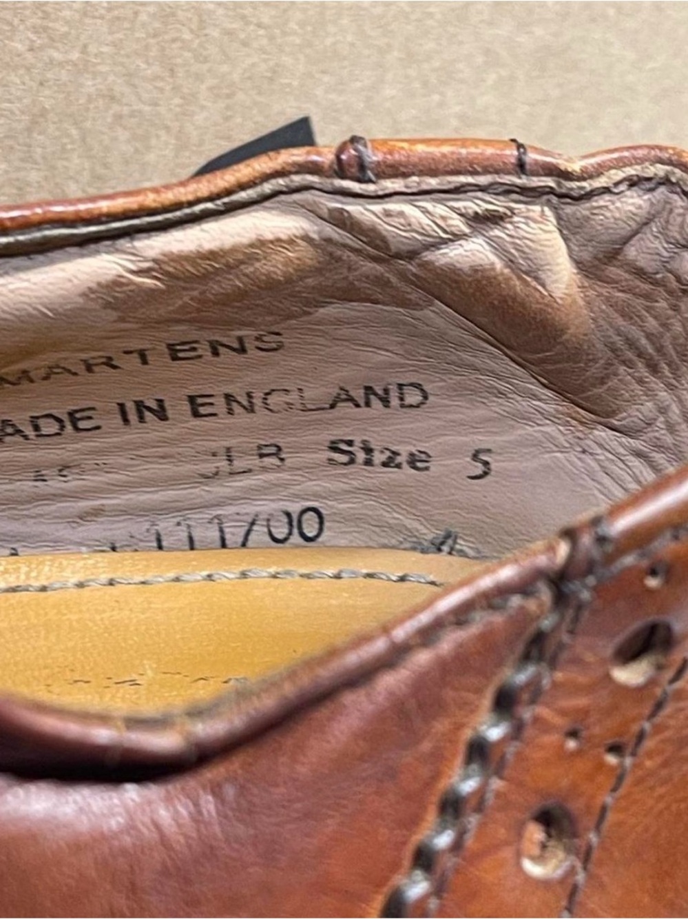 Rare! Dr. Martens Whiskey Brown Leather Wingtip Brogue Mary Janes SzW 7/7.5 - Picture 6 of 7